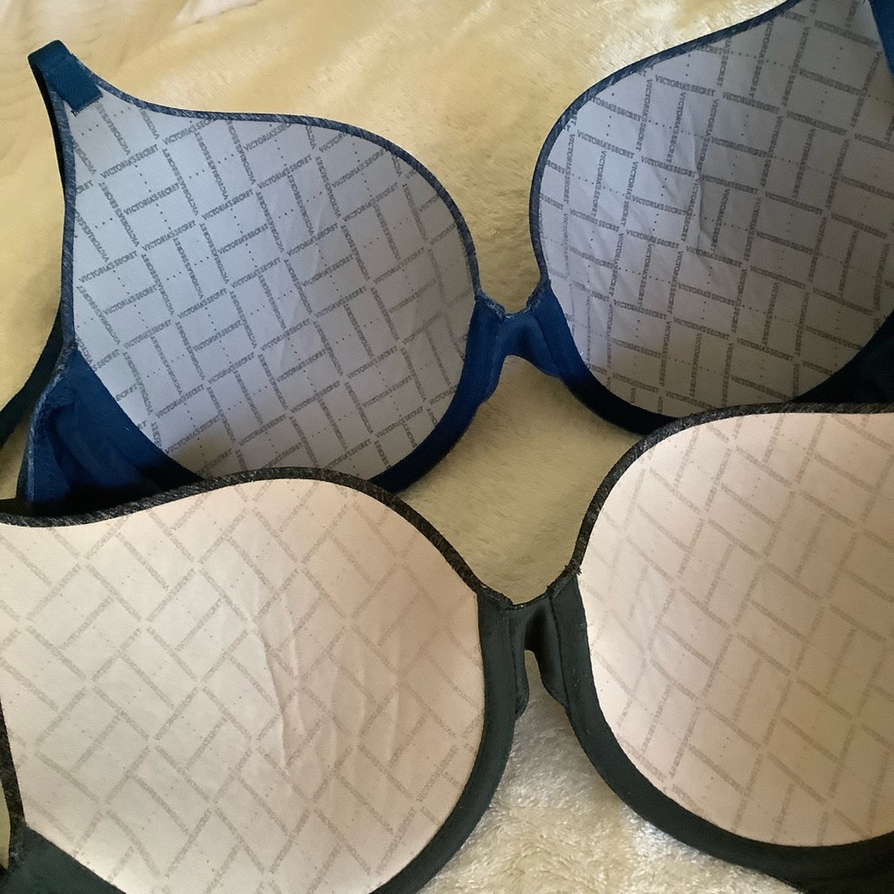 SOLD 2 Victorias Secret Padded Perfect Coverage bras 34D blue and black - Picture 8 of 8